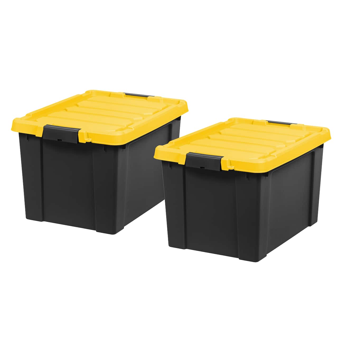 IRIS® 78.5qt. Black Store-It-All Utility Totes with Yellow Buckle Lids, 2ct.